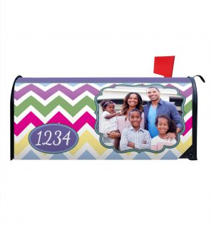 Spring Chevron Personalized Photo Magnetic Mailbox Cover